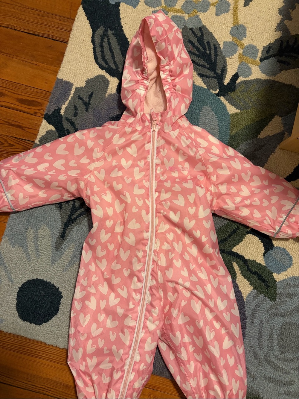 Pink Heart Hooded One-Piece Snowsuit For Kids